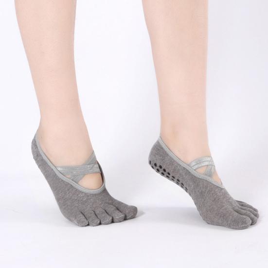 Șosete Sport din Bumbac Respirabil pentru Yoga, cu Prindere la Degete și Glezne, Cinci Degete, Ciorapi Antiderapanți