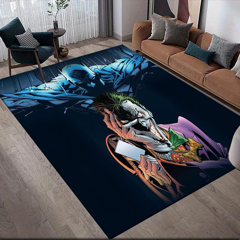 Joker & Batman Anti-Slip Floor Mat, Rectangular Carpet for Game Room & Living Area
