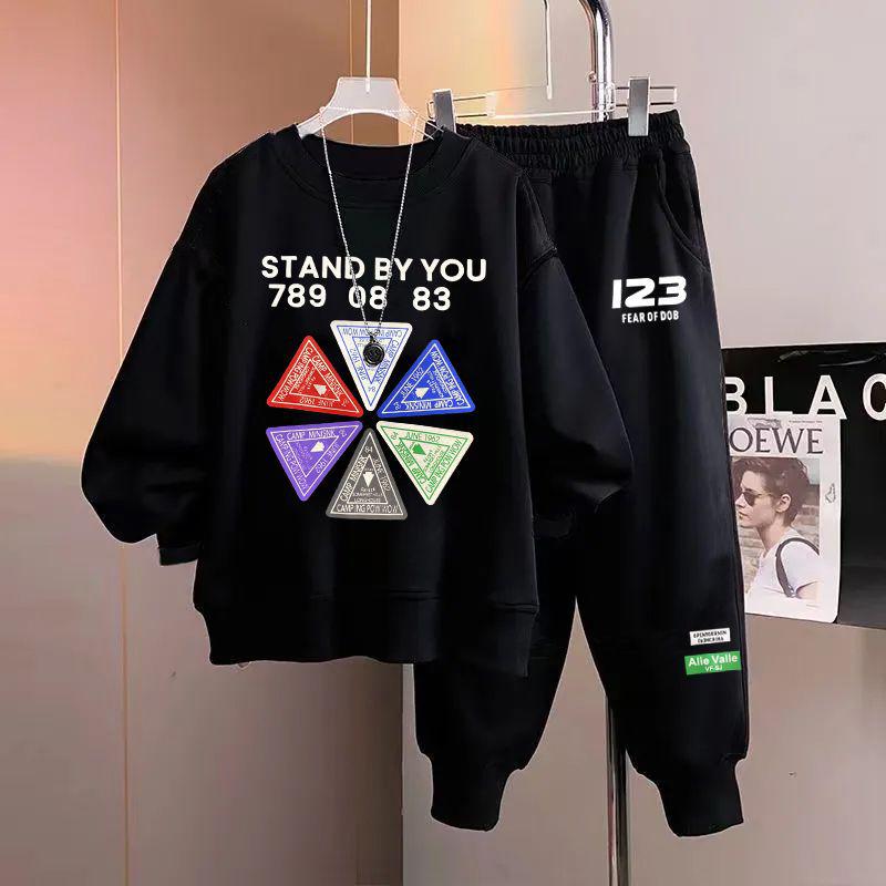 Teen Boy Handsome Hoodie and Sweatpants Set - Junior High Long Sleeve Autumn/Winter Outfit for Big & Tall Boys Age 15