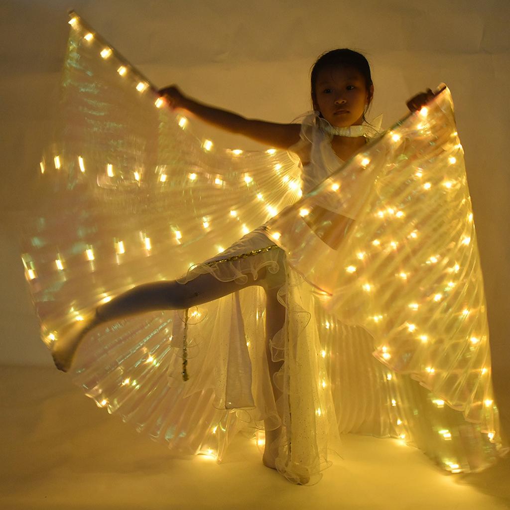 LED Isis Wings Colorful LED Butterfly Wings with Telescopic Sticks Glowing Light Up Costume Performance Clothing for Stage