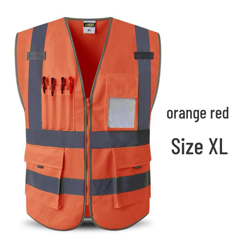 LIKAI Reflective Safety Vest - High-Visibility Construction Traffic Gear, Customizable Fluorescent Workwear.