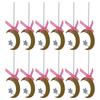 12Pcs Cake Insert Golden Moon Star Cake Topper with Pink Bowknot Wedding Birthday Party Decoration