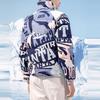 Anta Lifestyle Series Letter Logo All Over Print Sports Warm Stand Collar Down Jacket Women Outerwear Spring-Blue 162148909-2