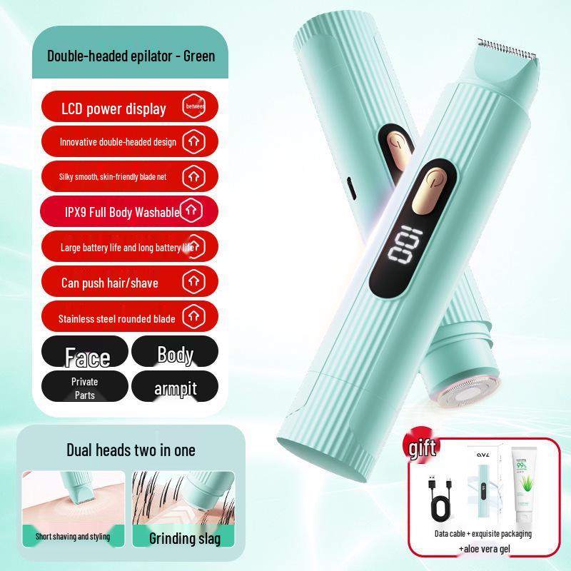 Dual-Head Electric Hair Remover for Women: Armpit, Body, and Pubic Shaver