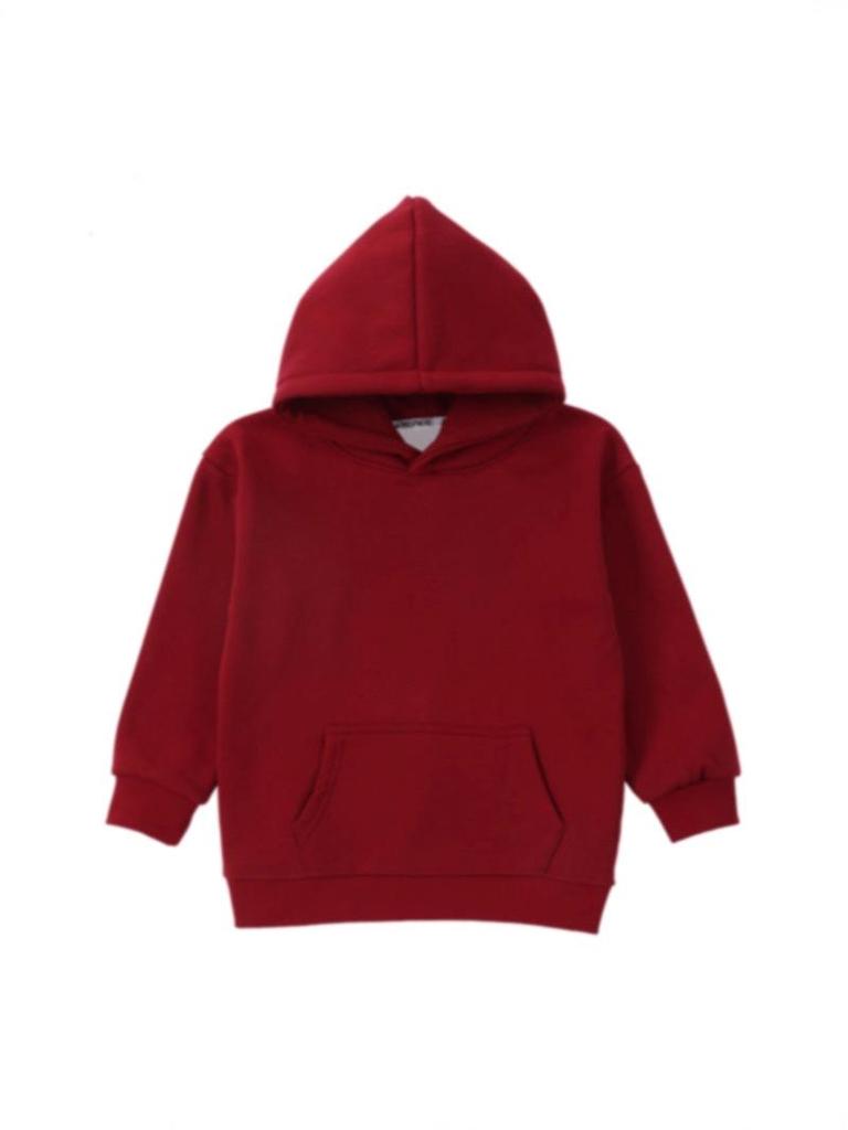 Kids' Hooded Sweatshirt - Unisex, Pure Cotton, 320g, Fleece Lining, Solid Color, Loose Fit for Boys & Girls.