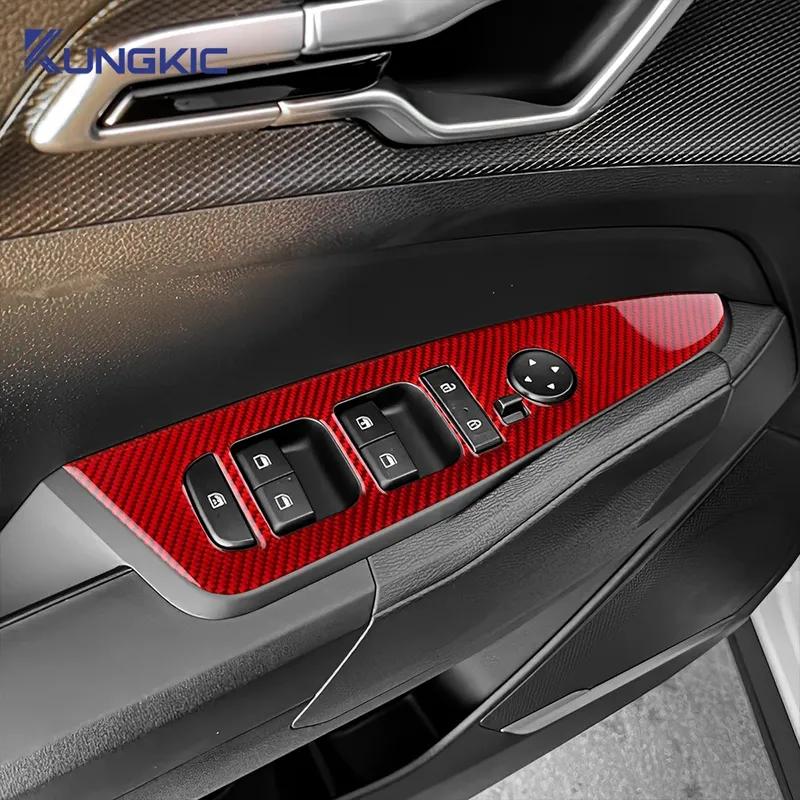 Real Soft Carbon Fiber LHD Car Window Button Lift Panel Sticker For Kia Sportage NQ5   2024 2025  Interior Accessories