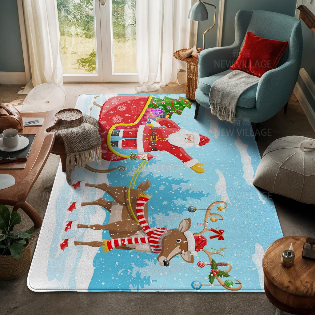 House Entrance Carpet Home Door Mat Living Room Bath Foot Bathroom Non-slip Water Absorption Rugs Bath Merry Christmas Winter