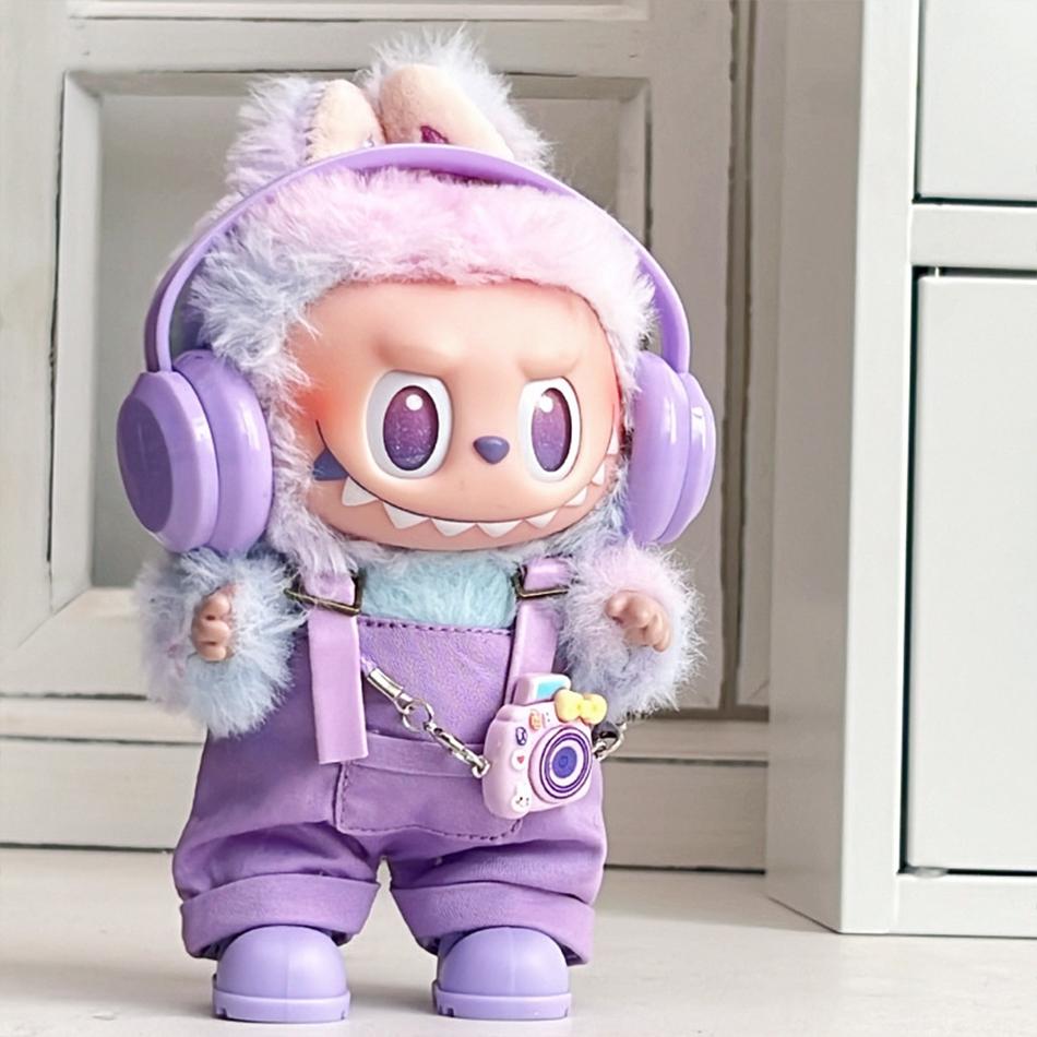15/17Cm For Labubu Clothes Dolls Sitting Party 1St 2Nd 3Rd Headphones Overalls Shoes Set Apparel Accessories Lovely Outfit Gift