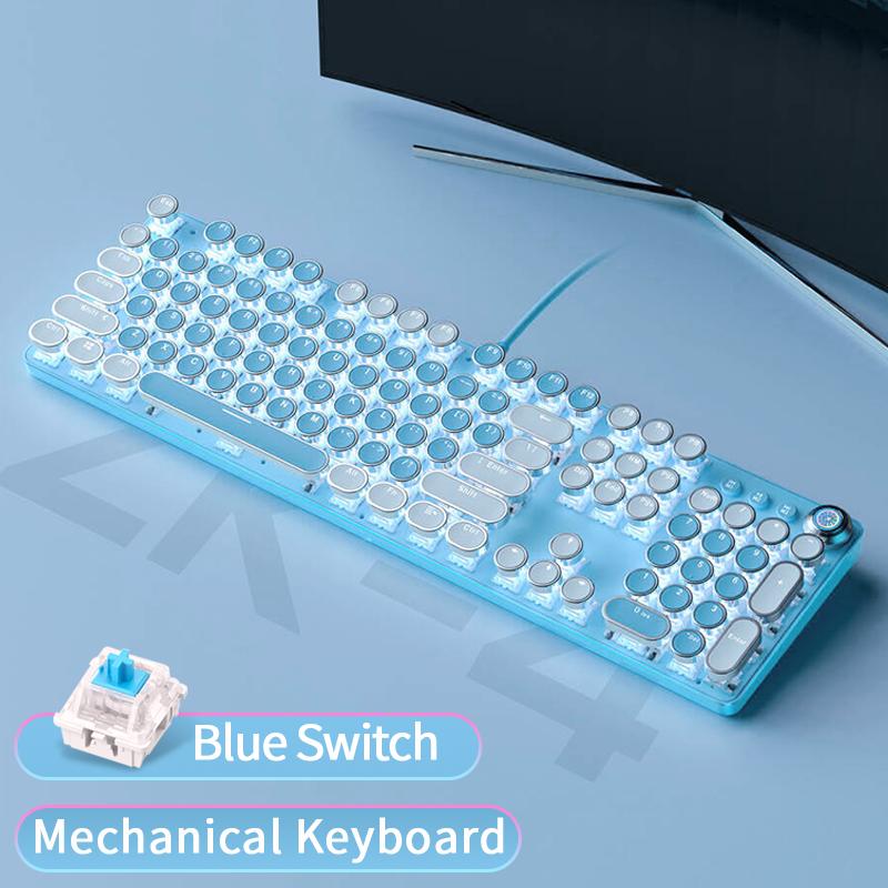 104-Key Full-Size Mechanical Keyboard with Blue Switches Ergonomic Design, Anti-Ghosting for PC Esports & Office Use