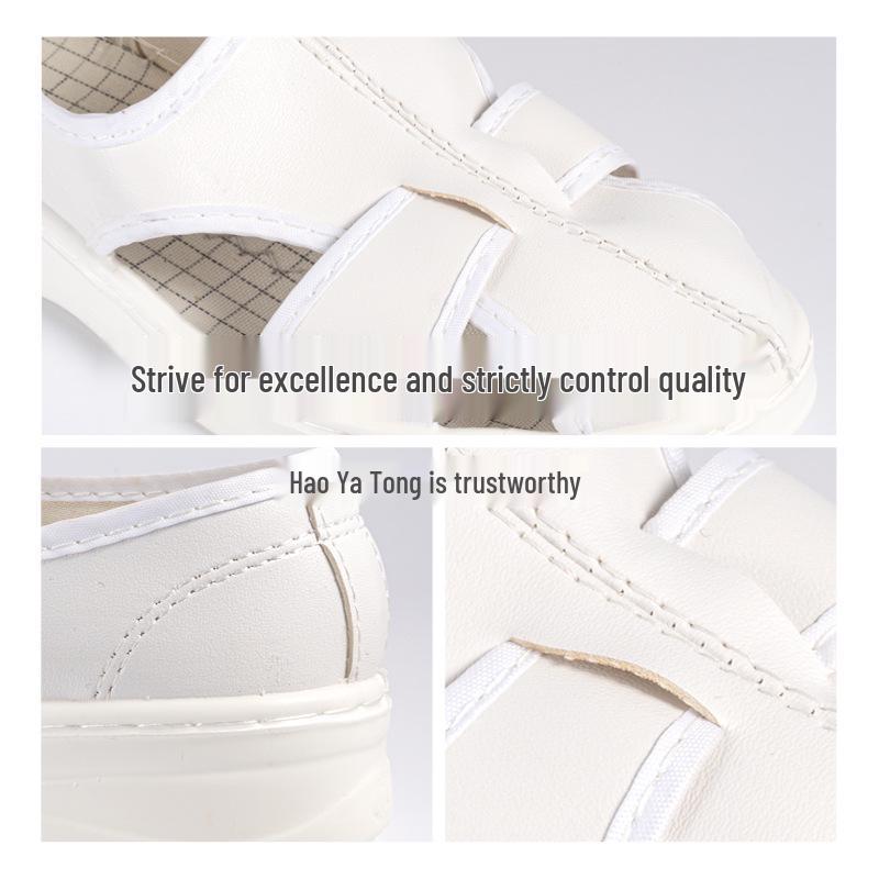 Leather Anti-Static, Non-Slip Work Shoes: Acid & Alkali Resistant, Comfortable, Easy On/Off for Dust-Free Workshops