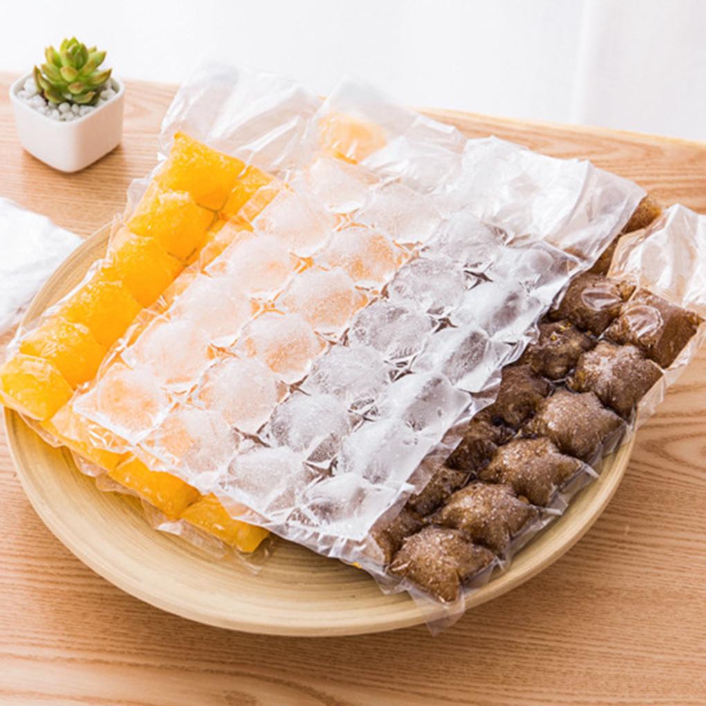 100 Disposable Ice Cube Bags Freezer Plastic BBQ Party Cubes Maker Tray