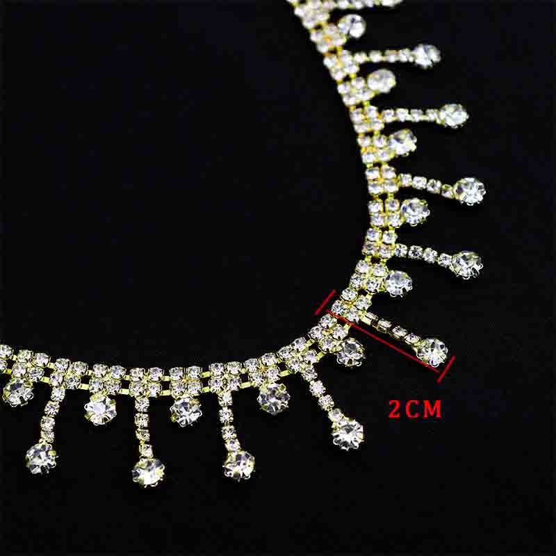 10Yards Rhinestone Fringe Trim Sparkle Diamond Rhinestone Tassel Chain Crystal Belt Clothing Bag DIY Wedding Decoration Gift