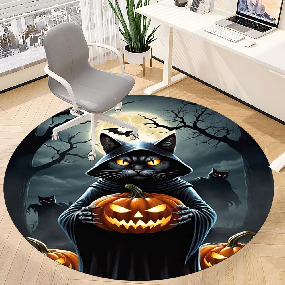 1pc Halloween Cat Chair Carpet for Office Non-Slip,  Machine Washable Rug for Office, Room - Polyester, Machine Made yy251029228