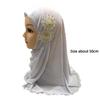 Elastic Children Hijabs Solid Flowers Head Islamic Scarf Shawls  2 To 7 Years Girls