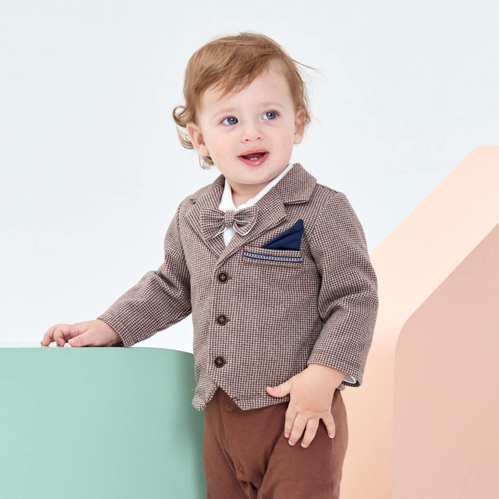 Famuka Baby Long Sleeve Romper Formal Checkered Perfect for and Simple and Stylish Perfect for and Everyday Perfect for Entrance and Graduation