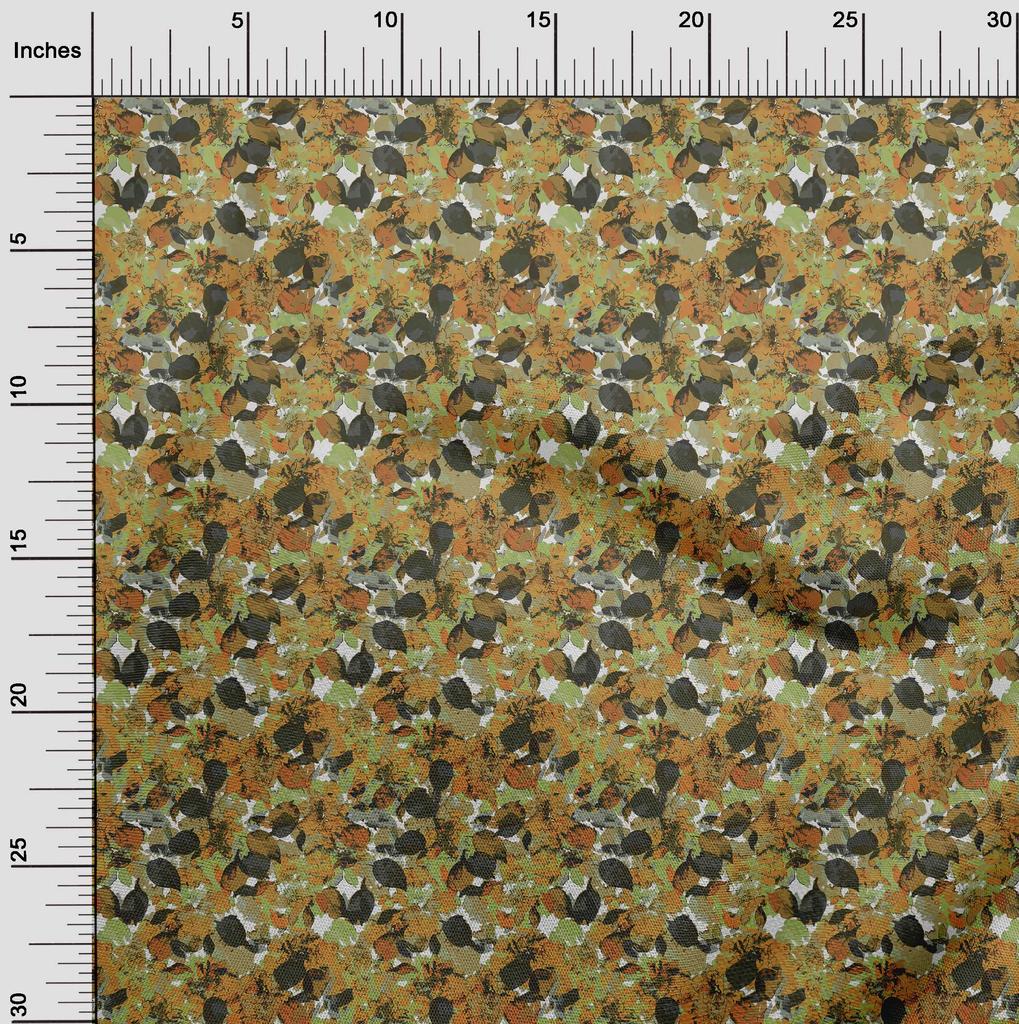 oneOone Cotton Poplin Dark Mustard Fabric Abstract Floral Quilting Supplies Print Sewing Fabric By The Yard 42 Inch