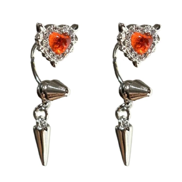 Delicate Heart Wing Ear Bone Nail Glittering Handmade Cartilage Studs Earrings With Rhinestones Jewelry For Women 1