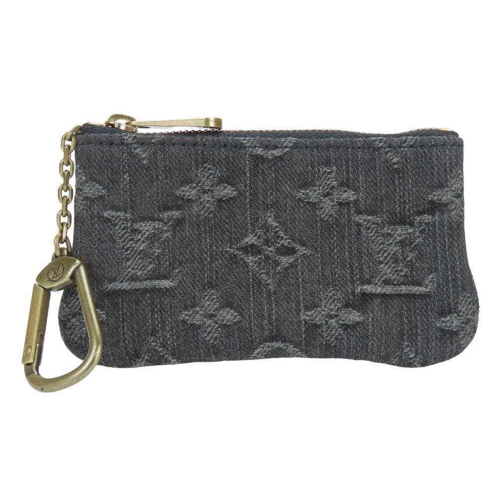 Używany portfelik na monety LOUIS VUITTON Pochette cree M95616 Monogram denim szary czarny Akcesorium