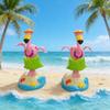 Yousheng Cute Flamingo Solar Car Ornament Plastic Dashboard Decor with Automatic Swing Hawaiian Grass Skirt Design Car Desk Seaside Decoration Novelty