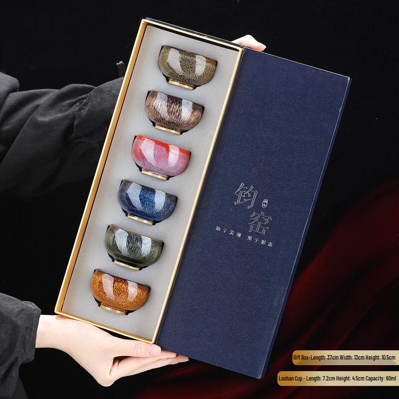 Junyao Kiln Glaze Jianzhan Master Teacup - Arhat Style Gift Set