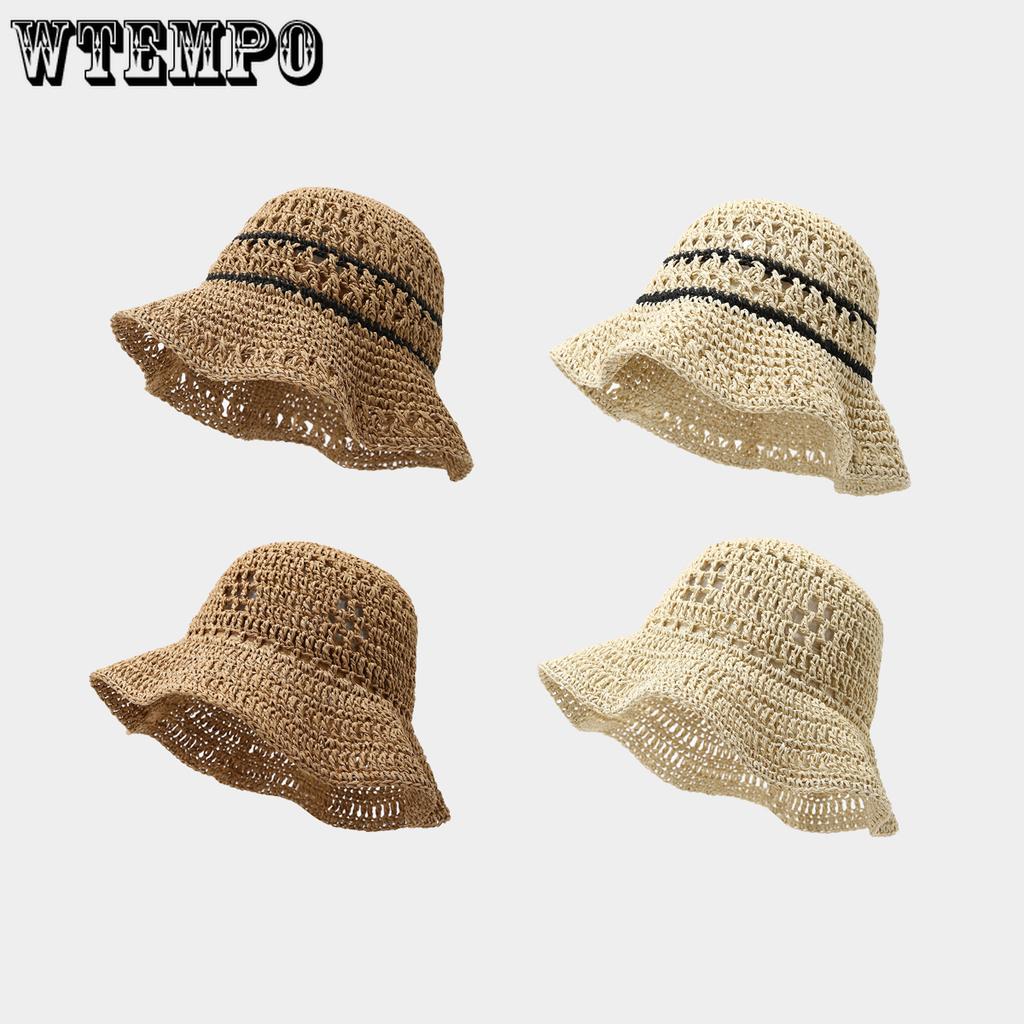 Jarní/Letní Háčkovaný Květ Prodyšný Klobouk z Tkané Slámy pro Dámskou Plážovou Dovolenou Sluneční Ochrana Slaměný Klobouk