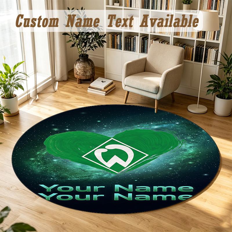 Round Rug Custom NameWerder Bremen FC Pattern Non Slip Carpet Home Floor Decor