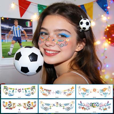 10sheet Football Face Makeup Tattoo Temporary Soccer Theme Stickers Waterproof Football Sticker Perfect for Wattch Soccer Match