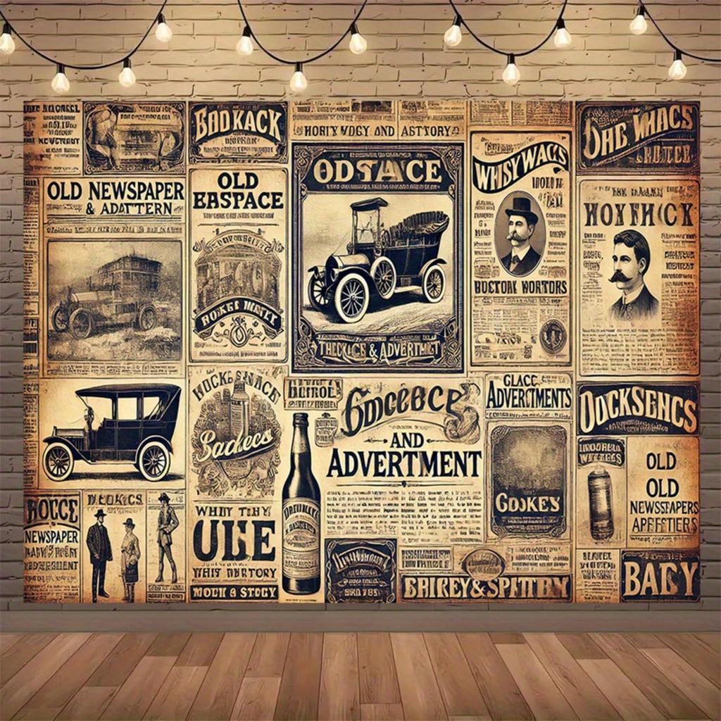 2D flache Oberfläche einteiliger Vintage-Zeitungsanzeigen-Hintergrundstoff geeignet für die Dekoration von Räumen
