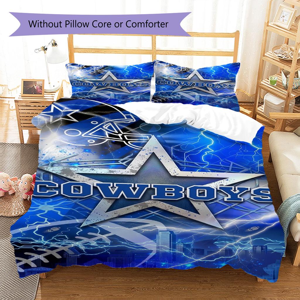 Dallas Cowboys Pattern Bedding Set Quilt Cover Pillowcase Home Decor Gift (1 * duvet cover + 2 * pillowcase, without core)
