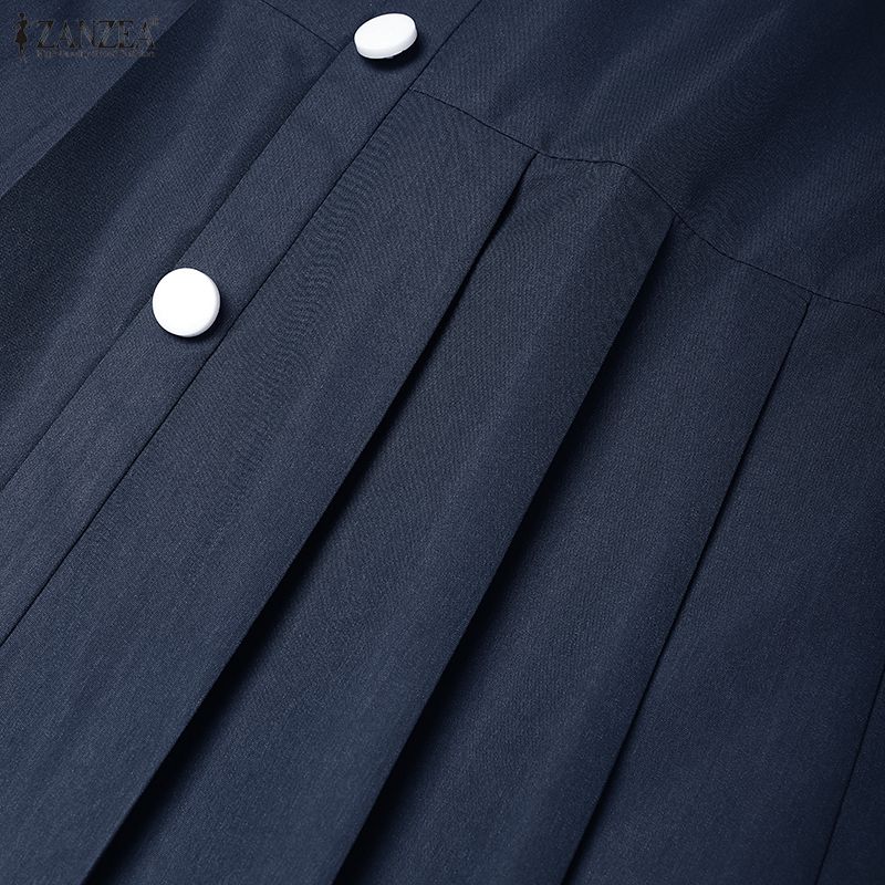 ZANZEA Women Summer Doll Collar Short Sleeve Casual Dress