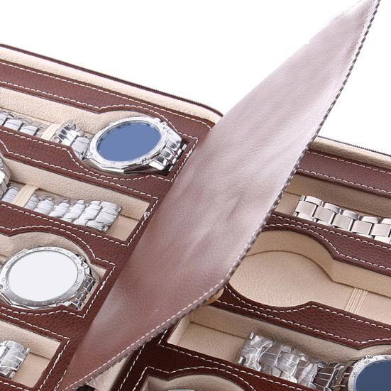 2/4/8 Grids Portable Faux Leather Zipper Travel Watch Storage Case Box Organizer