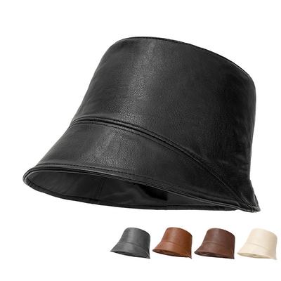 Unisex kbelíkový klobouk z PU - Stylový jednobarevný rybářský klobouk pro volný čas/městské nošení (4 možnosti barev)