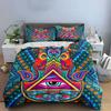 3Pcs Rainbow Hamsa Hand Mandala Bedding Set Boho Ethnic Eye Print Duvet Cover 2 Pillowcases Single Double King Queen Gift