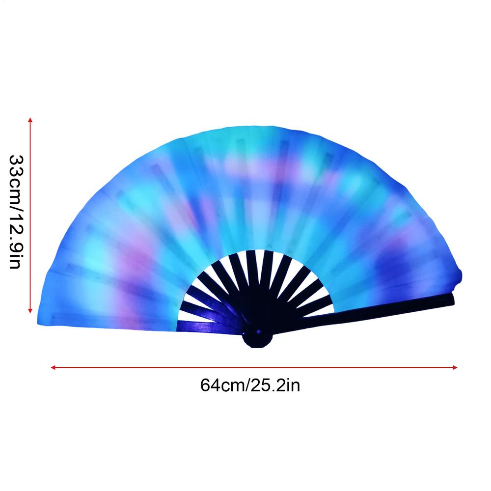 Large Folding Fan Chinese Craft Kung Fu Tai Chi Glowing Fan Multi-Color Wedding Home Decoration Stage Performance Show