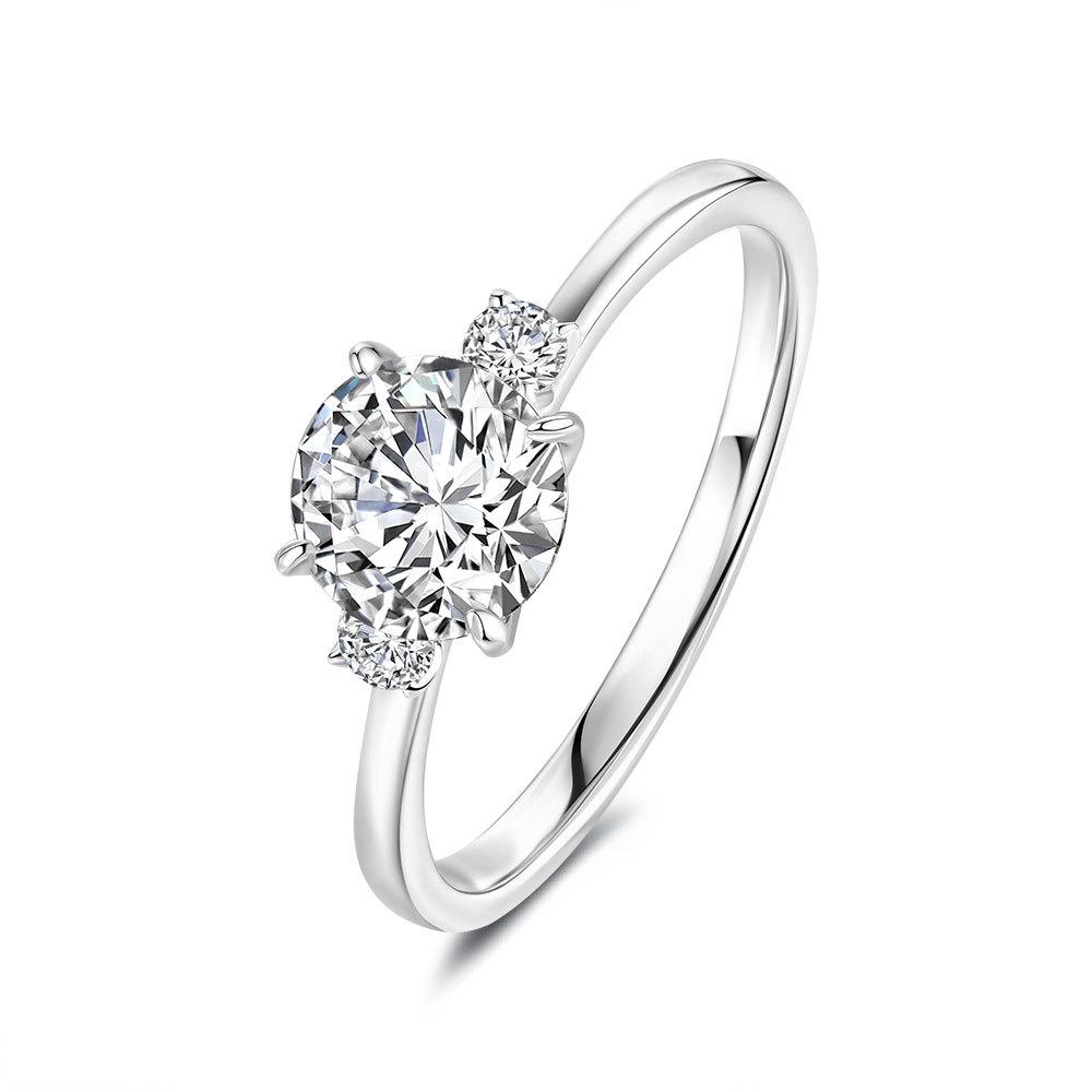 Moissanite Engagement Rings for Women S925 Sterling Sliver Plated White Gold Promise Ring for Her Gift