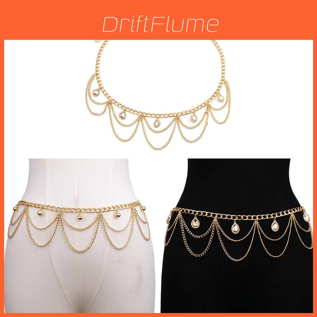 Alloy Waist Chain With Multilayer Gemstone Design For Summer And Winter Wear