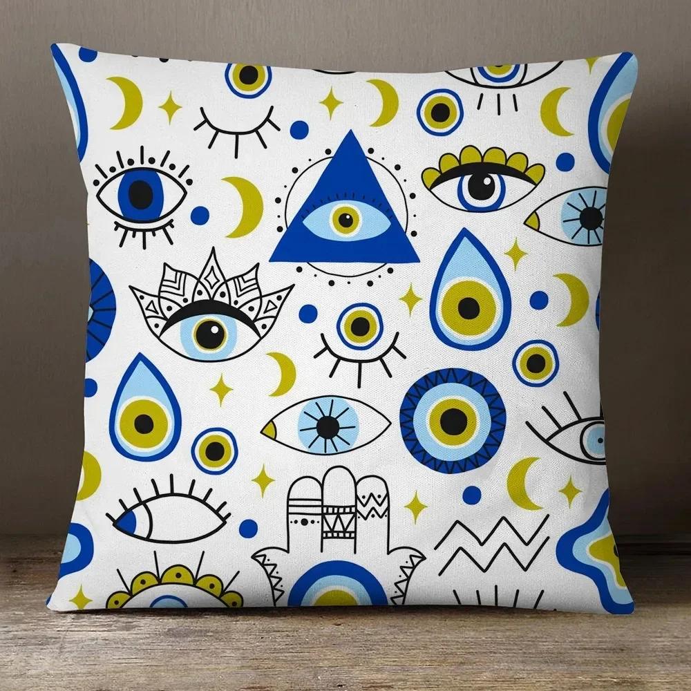 Evil Eye Hamsa Hand Cushion Covers Middle East Fortune Amulets Print Decorative Sofa Throw Pillow Case