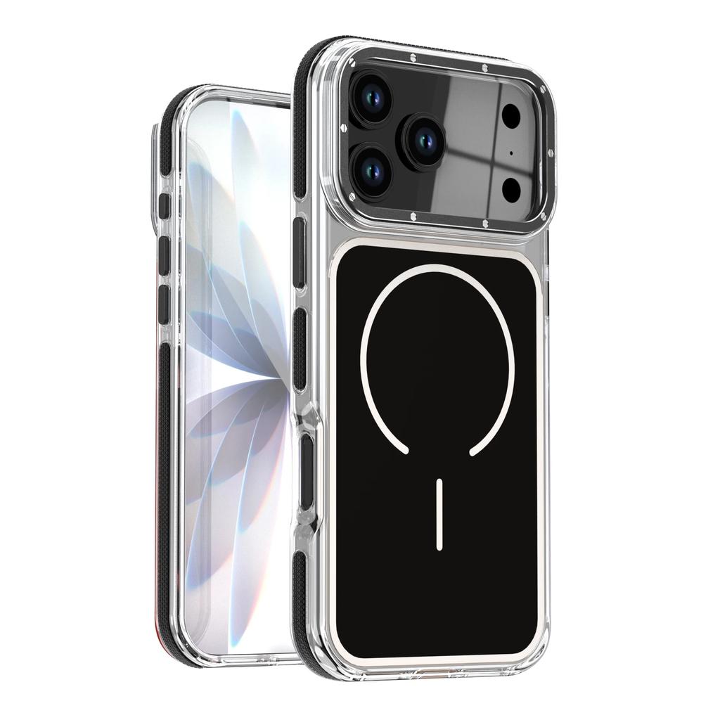 Luxury Two Tone Border Clear Strong Magnetic Phone Case for 17 Air 16 15 14 Plus 13 12 17 Pro Max 16e For Magsafe Cover