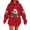 Women's Fashionable Casual Long-Sleeved Christmas Holiday Party Printed Hooded Sweatshirt