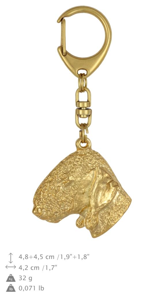 Bedlington Terrier, Rothbury Terrier, Rodbery Terrier - Gilded key ring with dog, handbag decoration, luxury accessory by Art-Dog brand