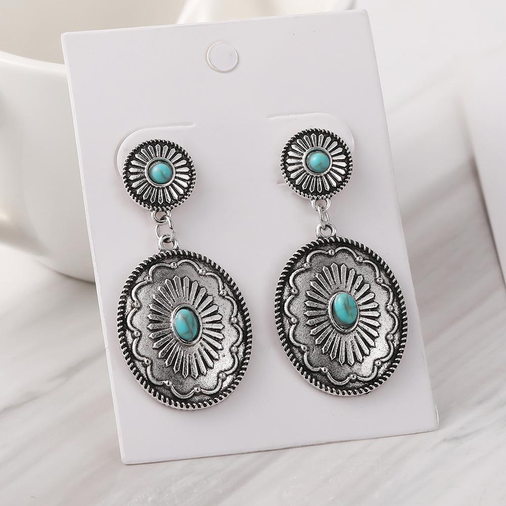 New Retro Earrings Bohemian National Style Turquoise Earrings Earrings