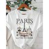 Europäische Größen Elegantes Damenhemd, Weihnachts-Paris-Print-T-Shirt, Lässiges Kurzarm-Top für Frühling und Sommer, Damenmode Rundhals-T-Shirt