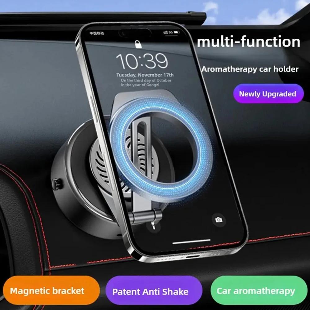 Electric Vacuum Suction Cup Car Phone Holder Magnetic Foldable Stand 360 Degree Rotation Bracket with Aromatherapy For Phones