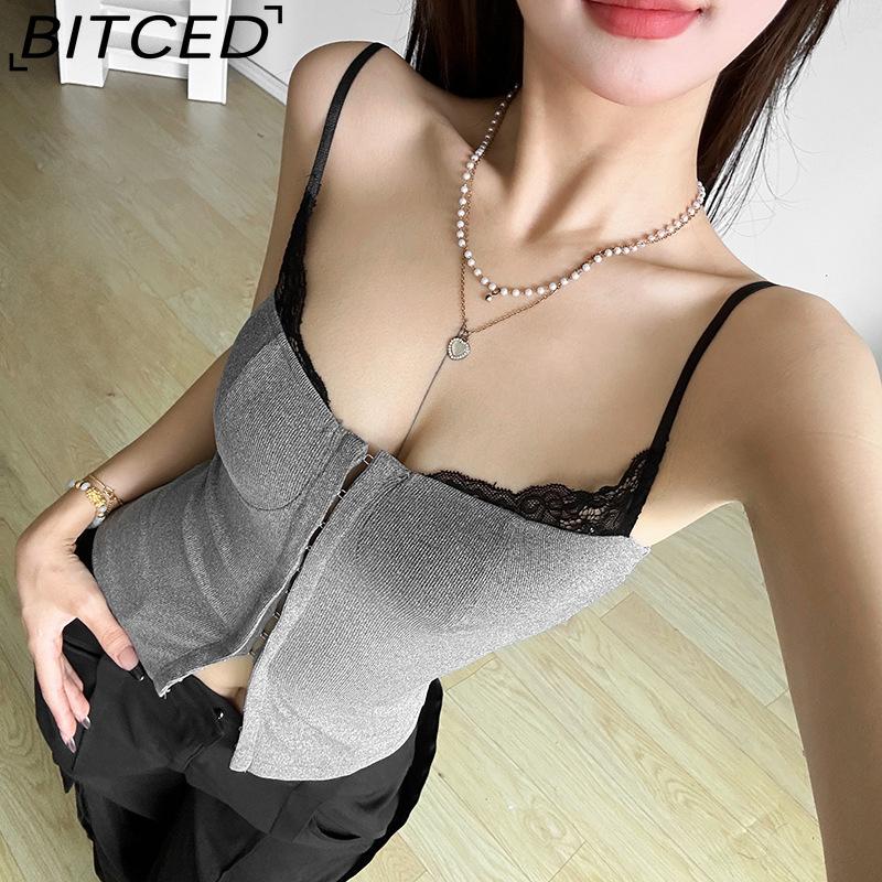 BITCED Summer Women's Solid-Colour Slim-Fit Streetwear Fashion Halter Neck Sexy Backless Tank Top