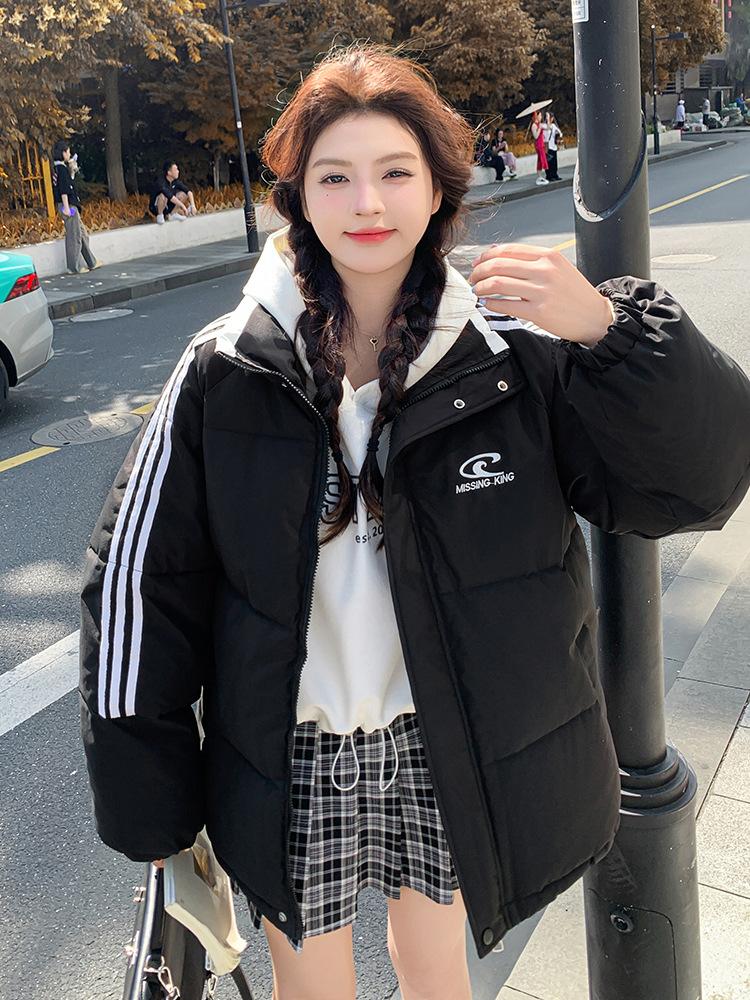 European and American autumn and winter short cotton-padded clothes women's stand-up collar girlfriends clothes thickened cotton-padded jackets baseba