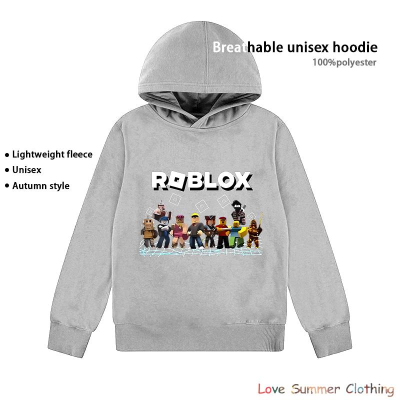 MINISO Roblox Print Sweatshirt Leeftijd 4-14 Unisex lichtgewicht fleece hoodies voor de herfst Polyester Sport Pullover Dagelijks Gebruik Ademend Zonder Zak game Print 150