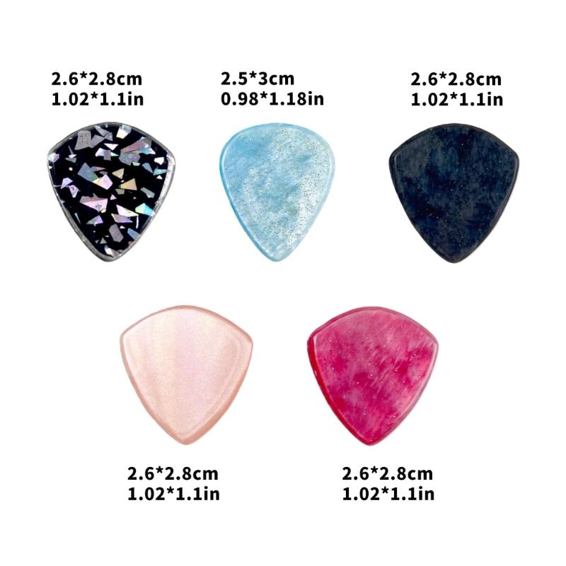 5Pcs Premiums Thick Guitar Picks Colorful Resins Musical Instrument Pick For Basses And Electric Guitar
