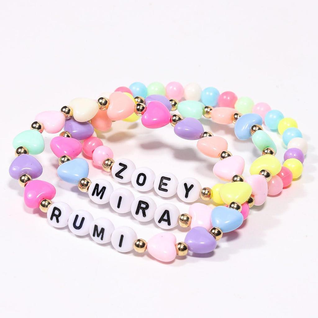 Cross-Style 3-Piece Bracelet Set: Demon Slayer Corps Inspired Cartoon & Letter Accents