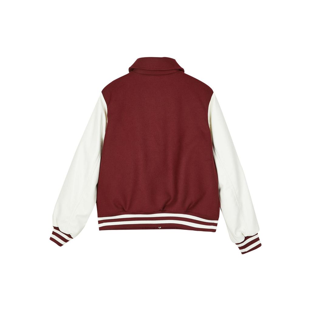 Skechers Color Block Letter Print Woven Polo Baseball Cotton Jacket Women Jackets Grape-Red L423W002-003T