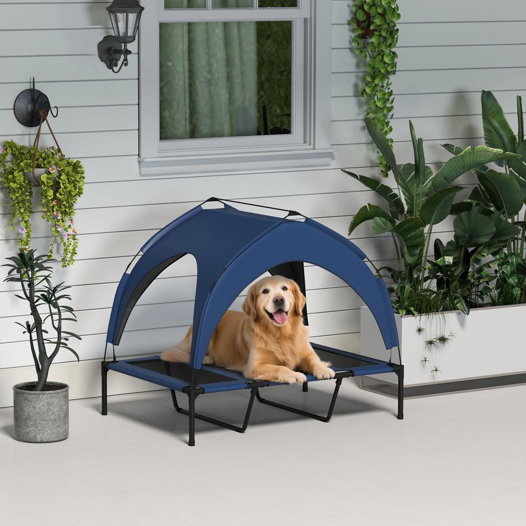 Cooling Raised Pet Bed W/ Washable Breathable Mesh, for Large Dogs, 106 X 76 X 94cm - Dark Blue